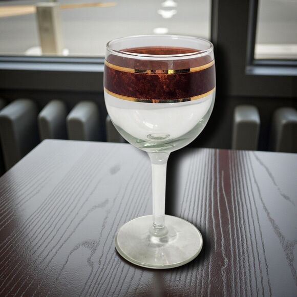 12 Vintage Culver Tortoiseshell Wine Glasses 22K Gold Mid Century Brazilian - Picture 2 of 7